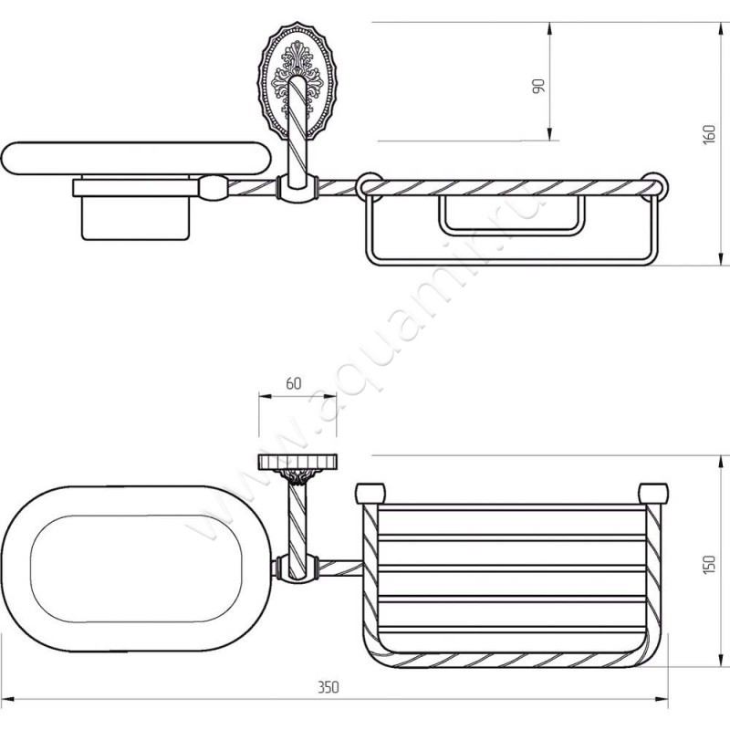 Мыльница Migliore Edera 16945 размеры
