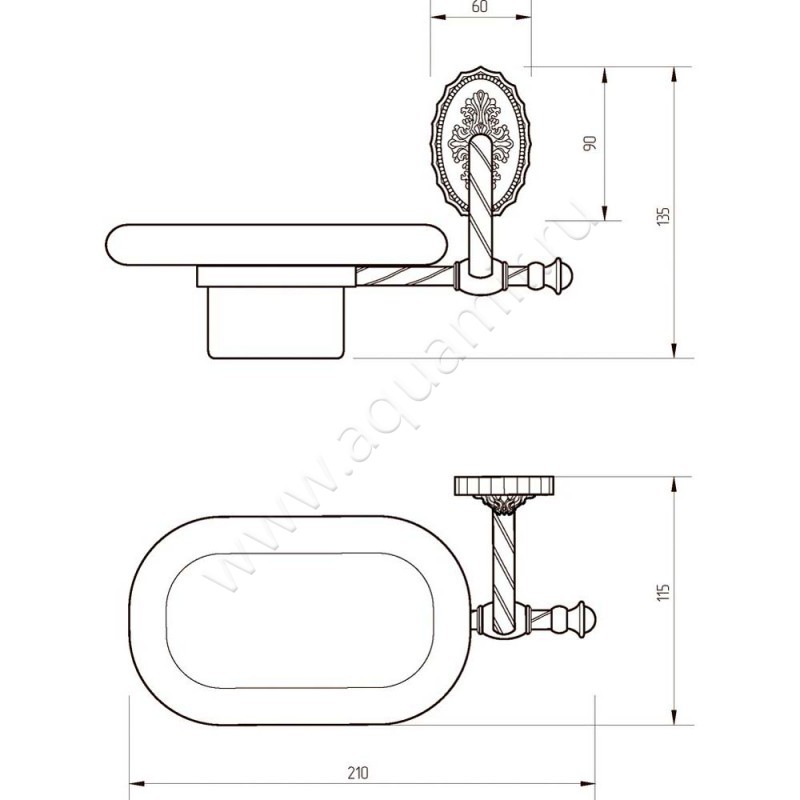Мыльница Migliore Edera 16919 размеры