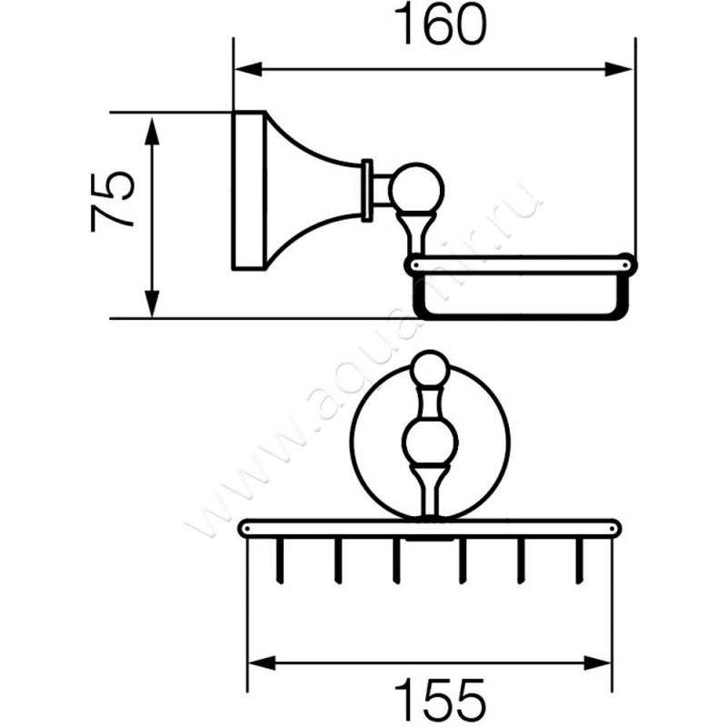 Мыльница Veragio Gialetta VR.GIL-6452.BR размеры