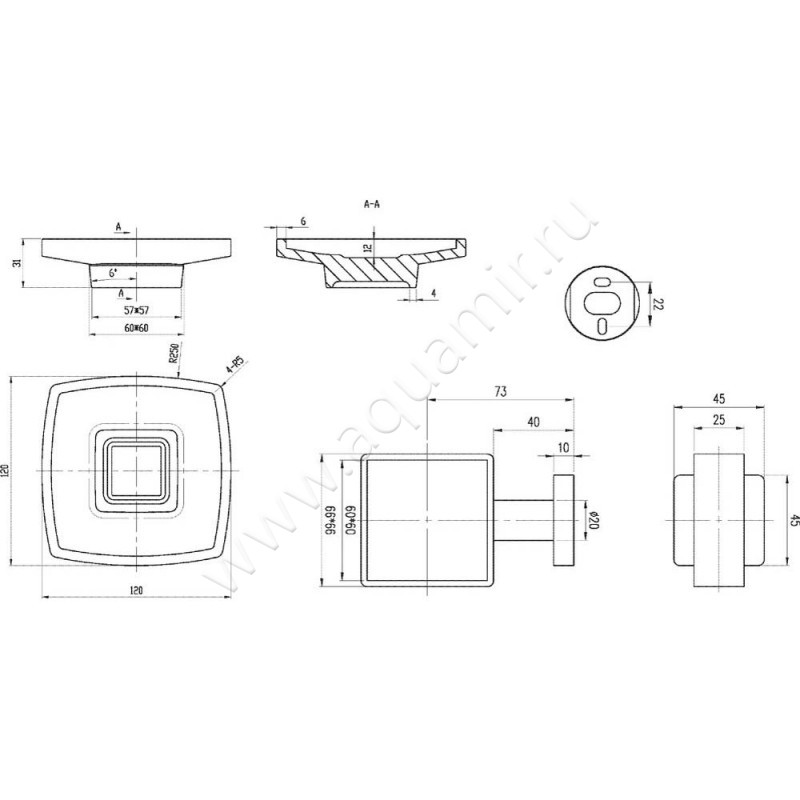 Мыльница Villeroy & Boch Elements Striking TVA15202000061 размеры
