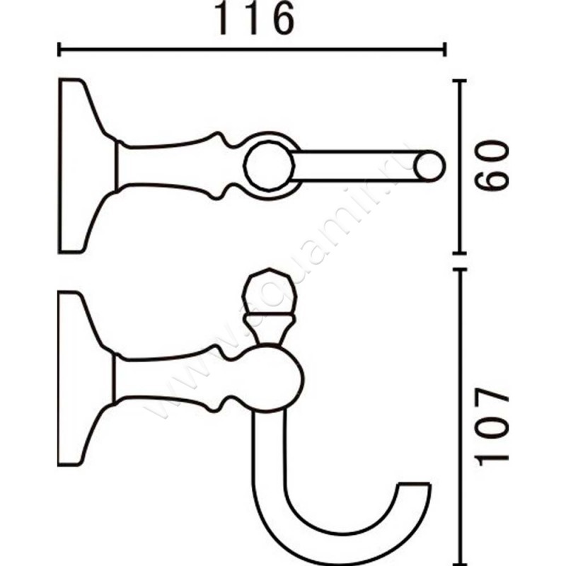 Крючок Art&Max Antic Crystal AM-E-2686BSJ-BR размеры