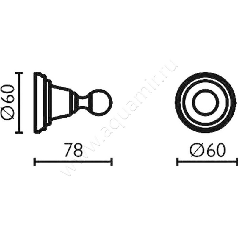 Крючок Bagno & Associati Canova CA 241 51 размеры