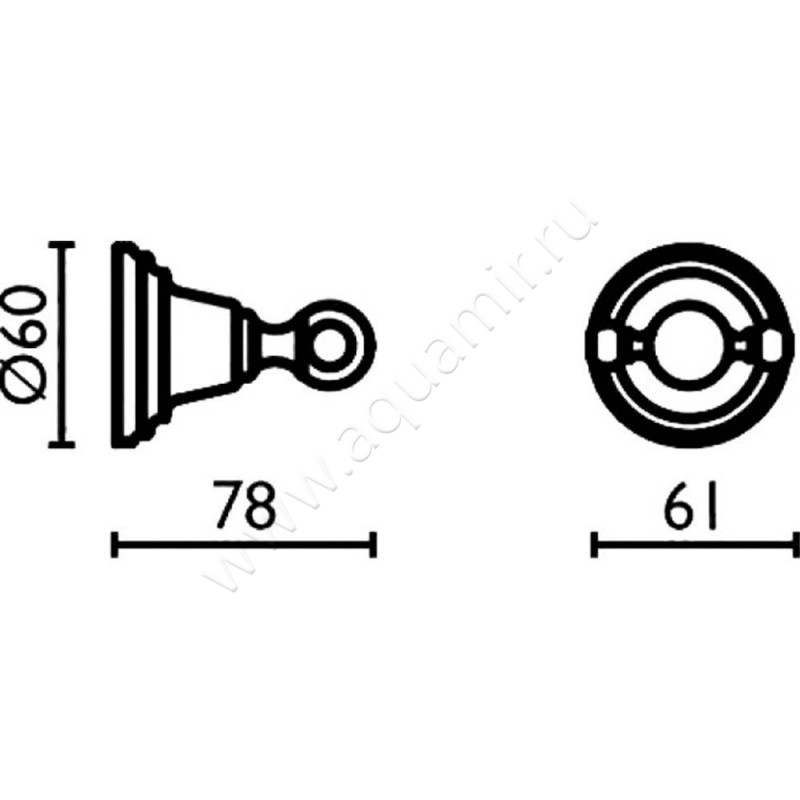 Крючок Bagno & Associati Canova CA 242 51 размеры