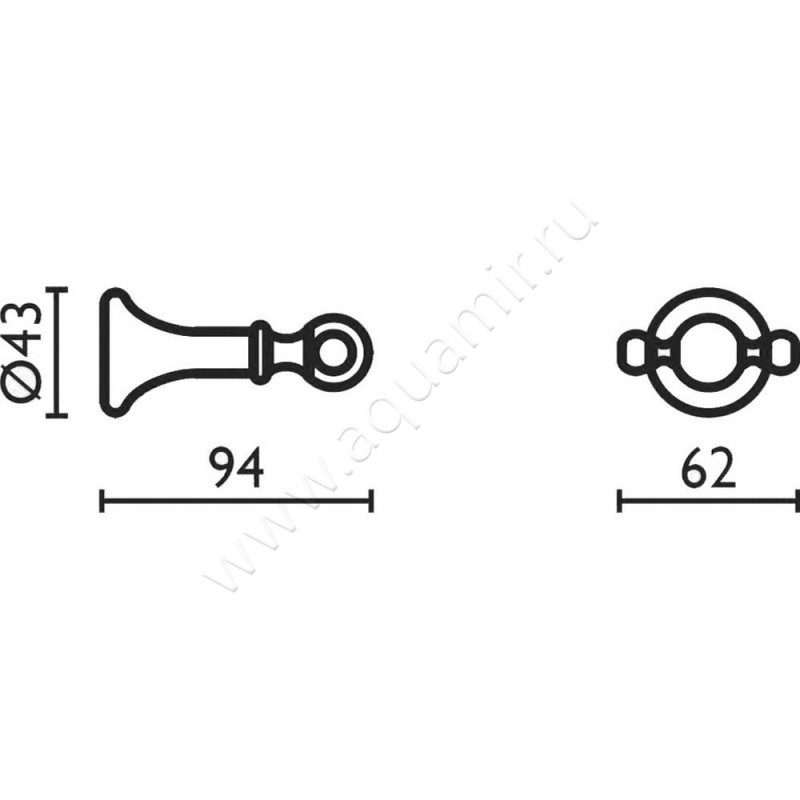 Крючок Bagno & Associati Regency RE 242 92 размеры