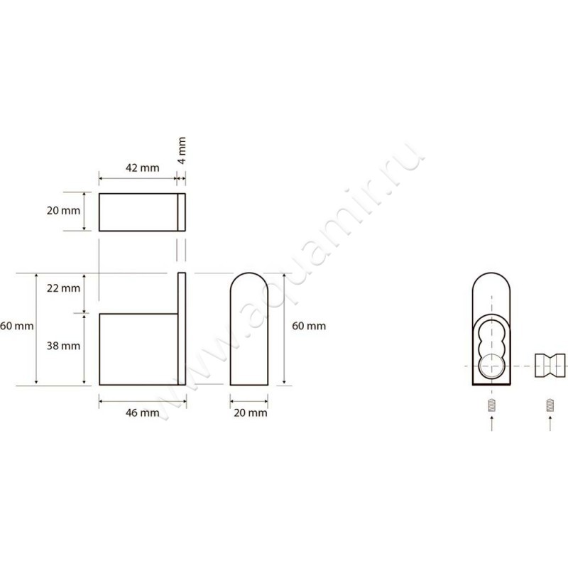 Крючок Bemeta Galla 108106020 размеры