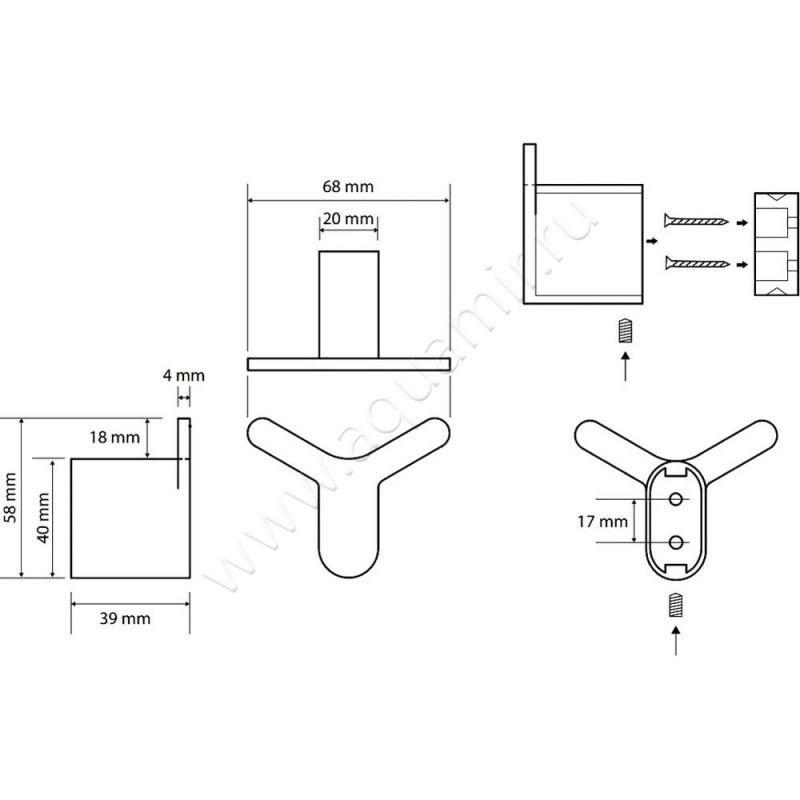 Крючок Bemeta Organic 157106211 размеры