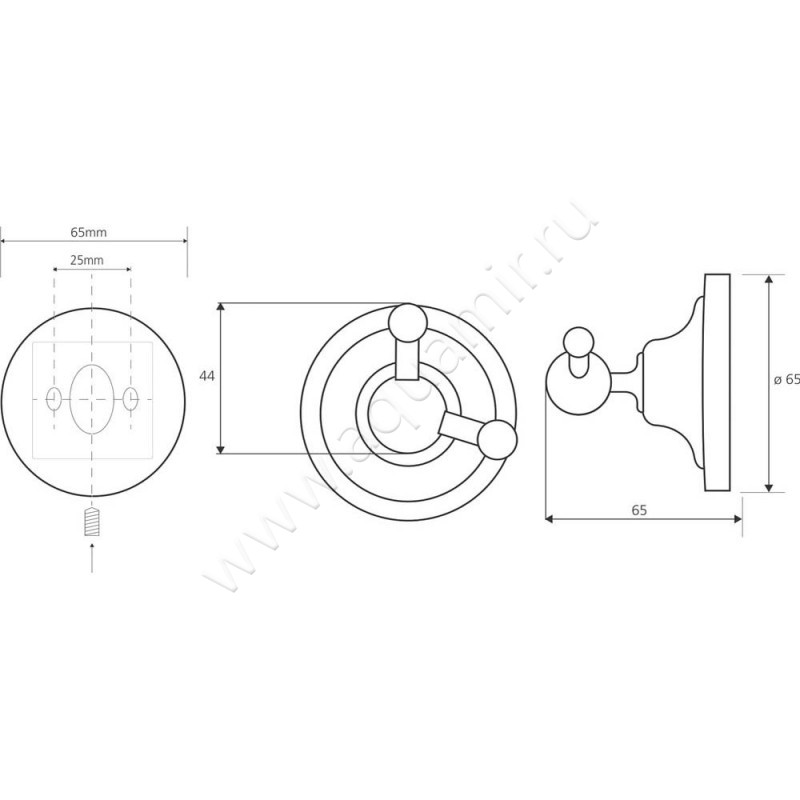 Крючок Bemeta Retro 144206038 размеры
