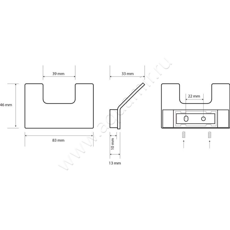 Крючок Bemeta Solo 139106032 размеры