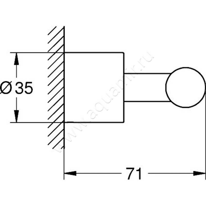 Крючок Grohe Atrio New 40312DA3 размеры