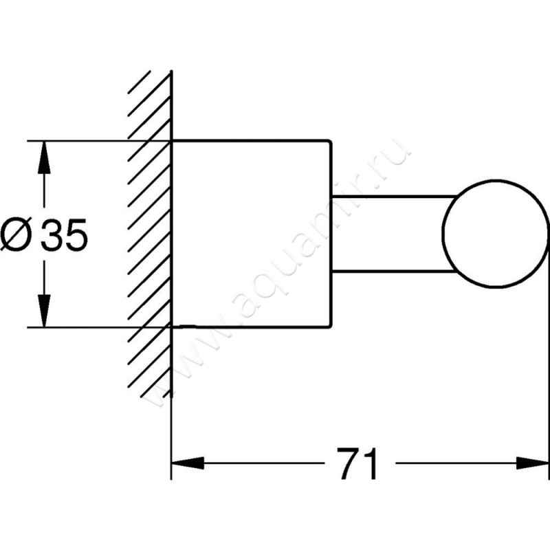 Крючок Grohe Atrio New 40312003 размеры