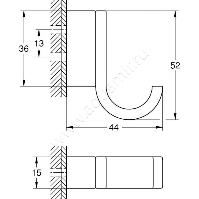 Крючок Grohe Selection 41039DL0 размеры