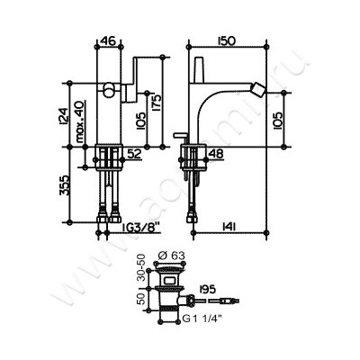 Смеситель для биде Keuco Edition 11 51109010000 размеры