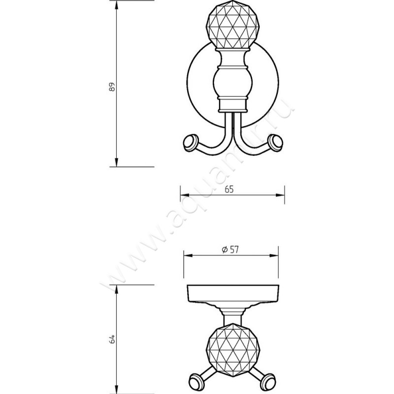 Крючок Migliore Amerida 16600 размеры