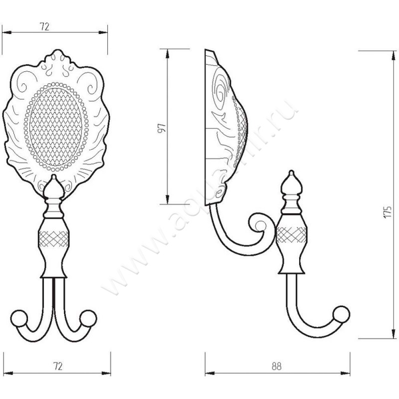 Крючок Migliore Cleopatra 16690 размеры