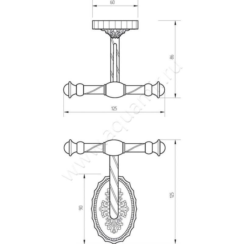 Крючок Migliore Edera 16942 размеры