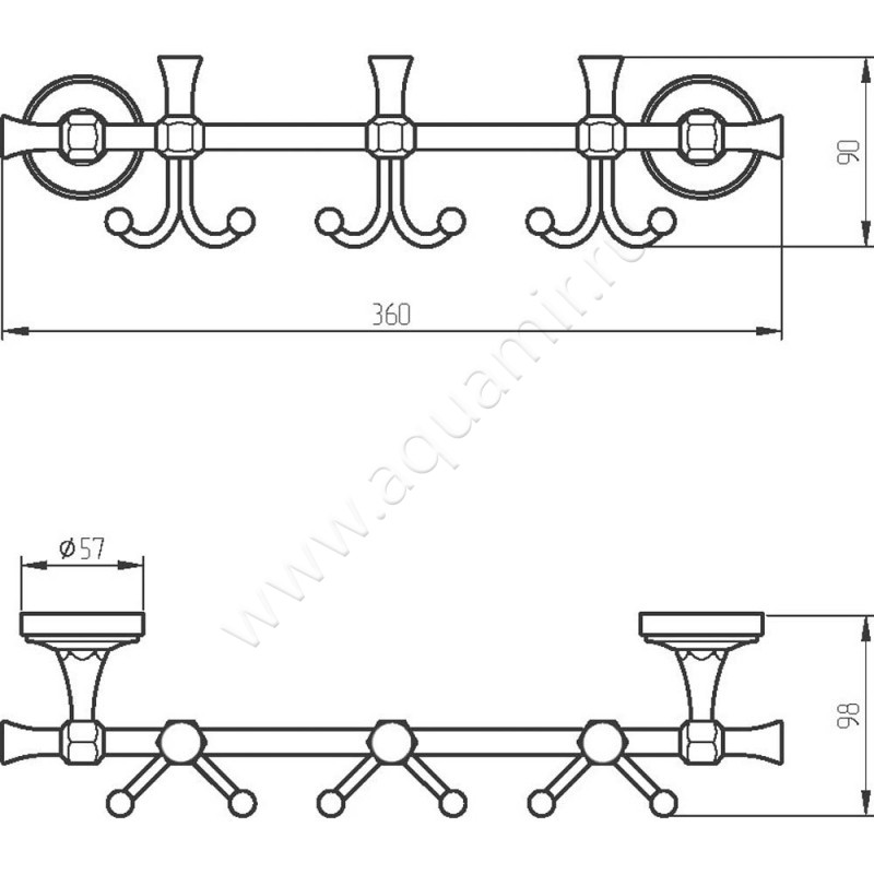 Крючок Migliore Fortuna 27716 размеры
