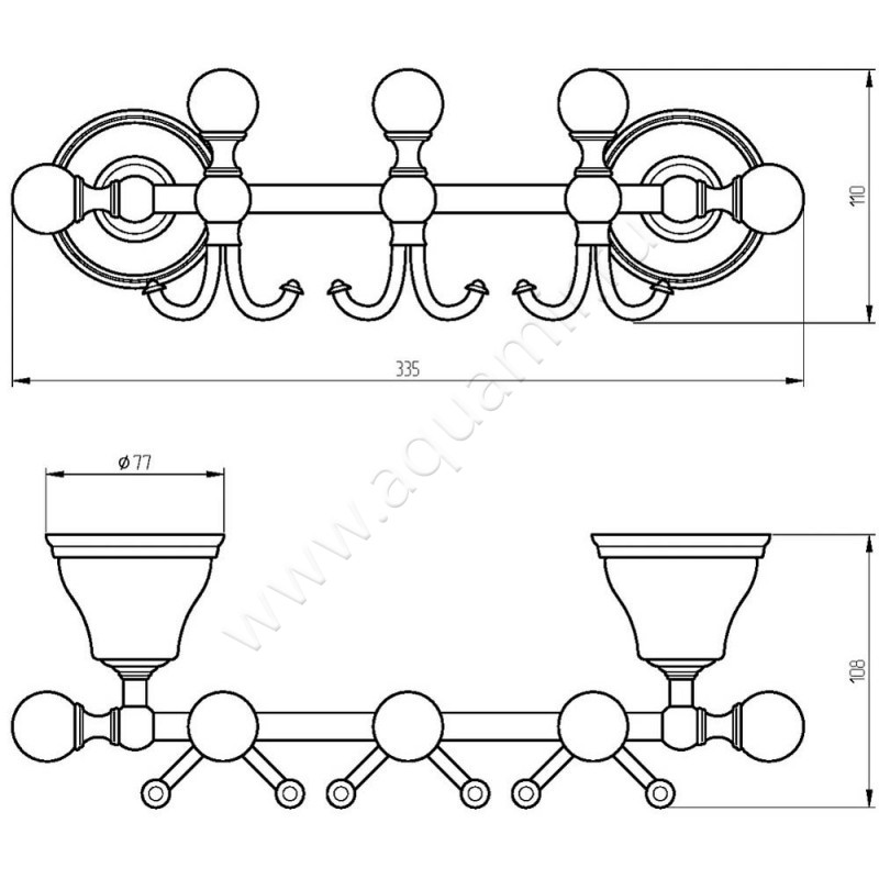 Крючок Migliore Provance 17700 размеры