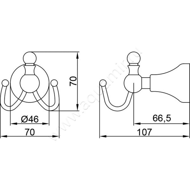 Крючок Veragio Gialetta VR.GIL-6433.CR размеры