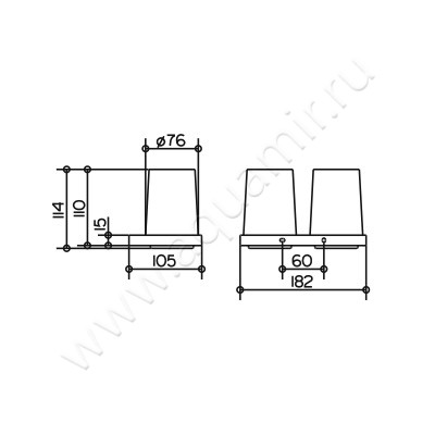 Стаканы двойные Keuco Edition 11 11151 019000 размеры