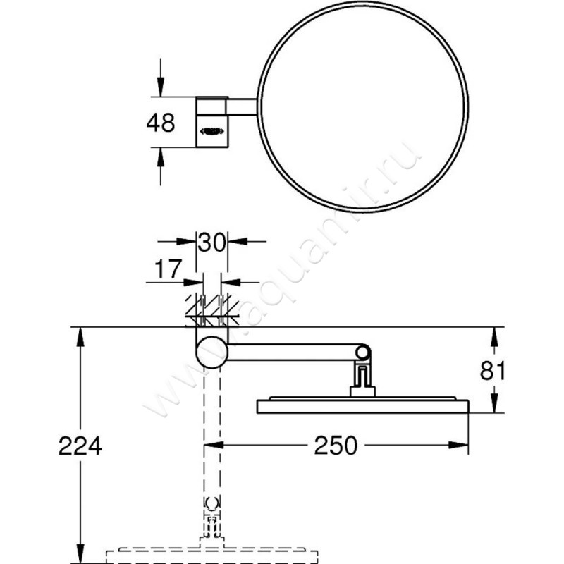 Зеркало косметическое Grohe Selection 41077DA0 размеры