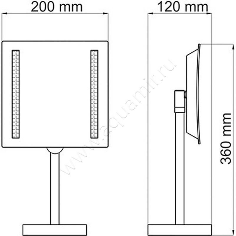 Зеркало косметическое Wasserkraft K-1007 размеры