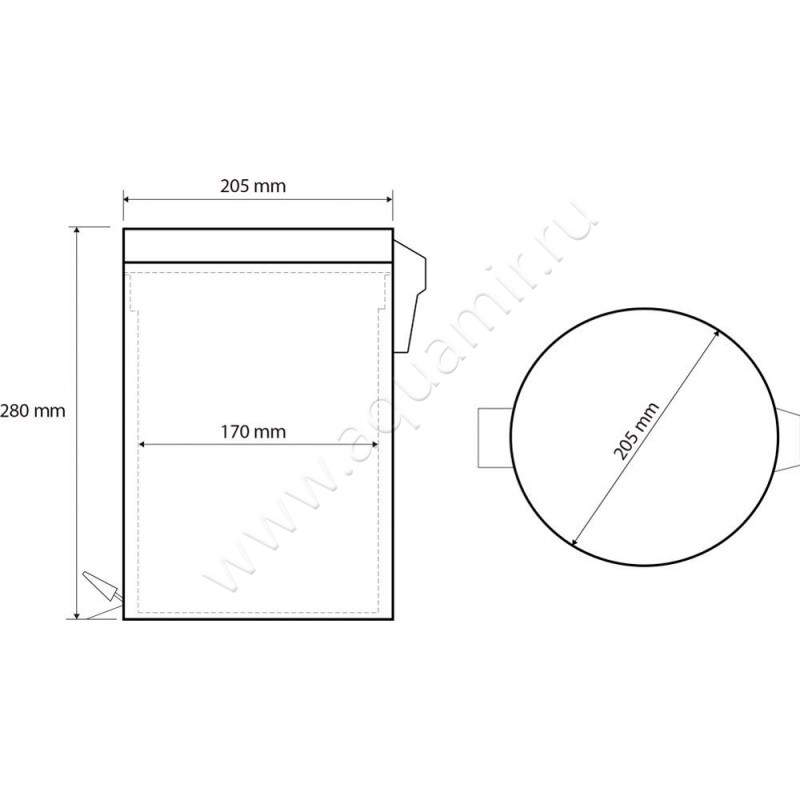Ведро для мусора Bemeta White 104315014 размеры