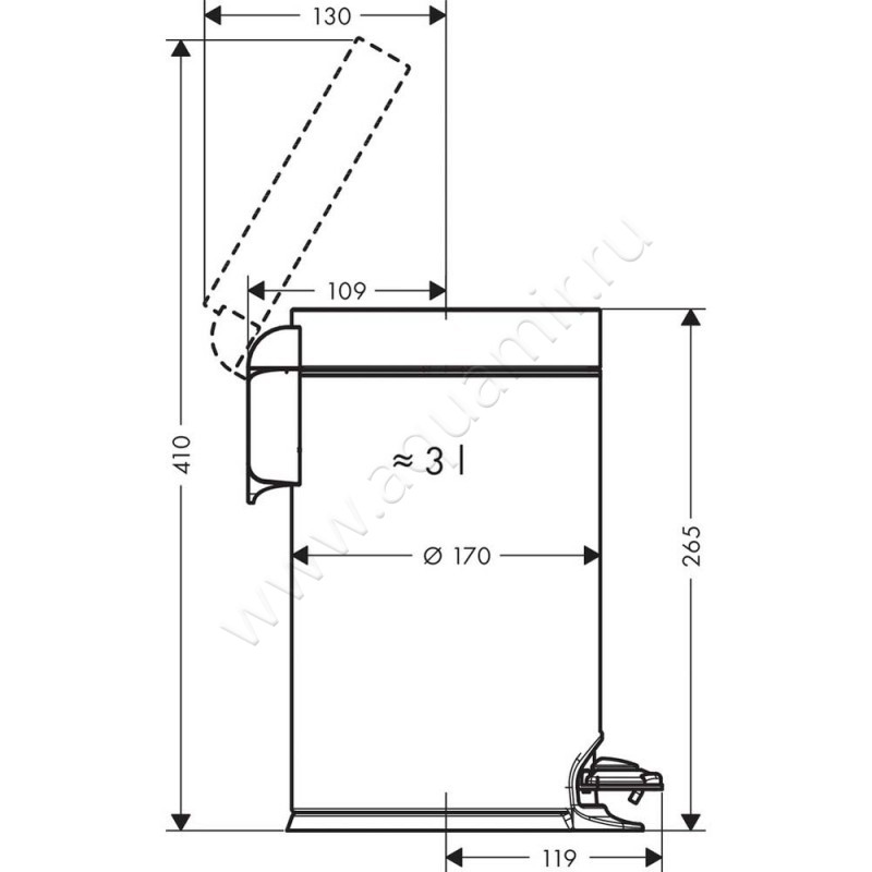 Ведро для мусора Hansgrohe AddStoris 41775670 размеры