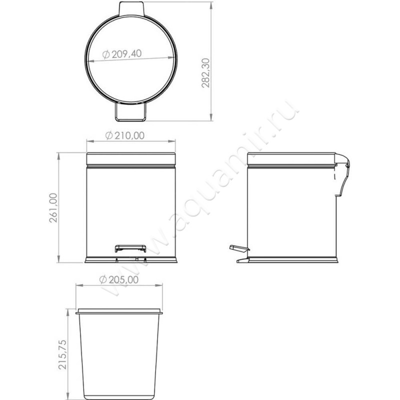Ведро для мусора Berges Wasserhaus 123001 размеры