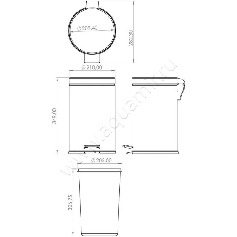 Ведро для мусора Berges Wasserhaus 121007 размеры