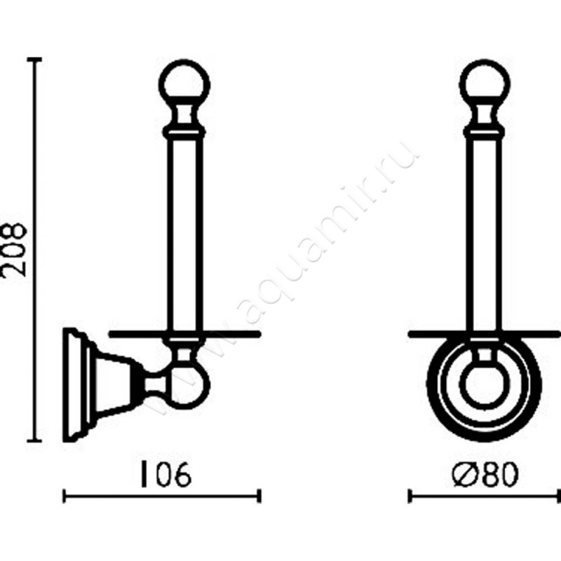 Бумагодержатель для запасных рулонов Bagno & Associati Canova CA 234 92 размеры