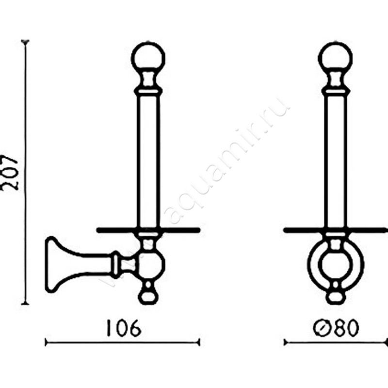 Бумагодержатель для запасных рулонов Bagno & Associati Regency RE 234 92 размеры