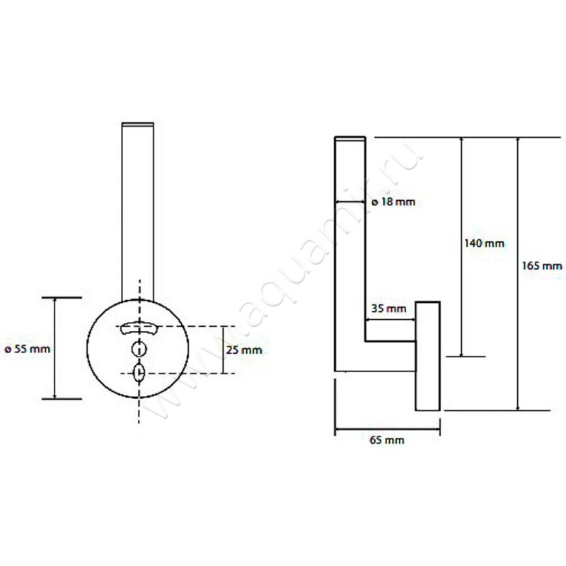 Бумагодержатель для запасных рулонов Bemeta Amber 155112032 размеры