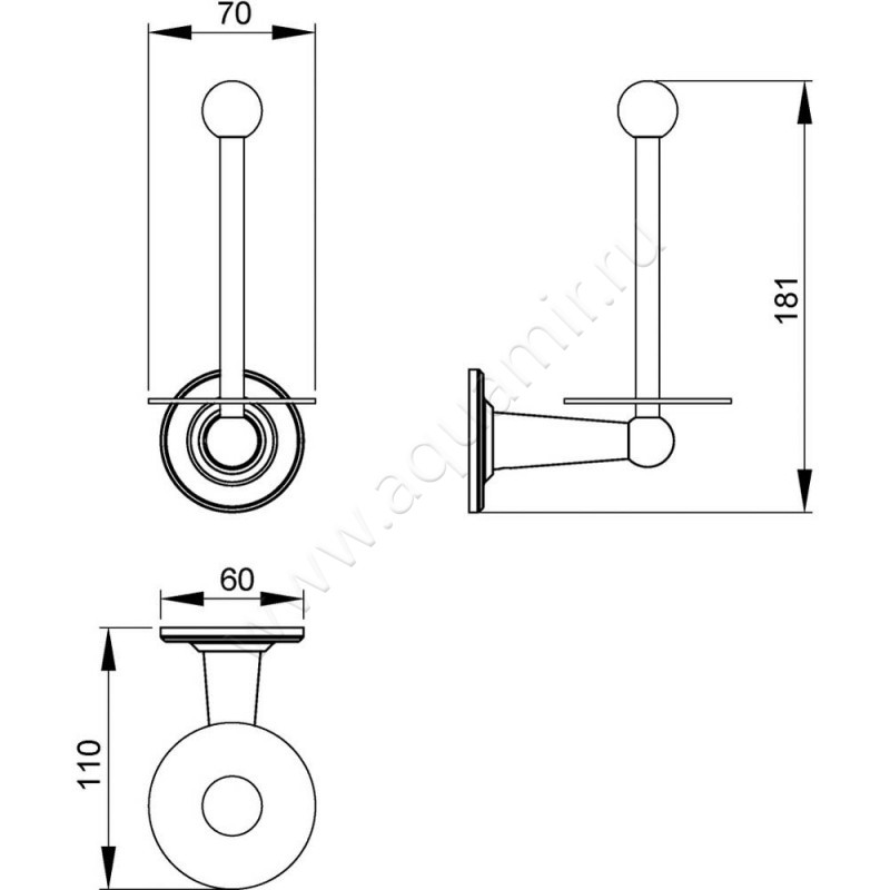 Бумагодержатель для запасных рулонов Timo Nelson 160044-02 размеры
