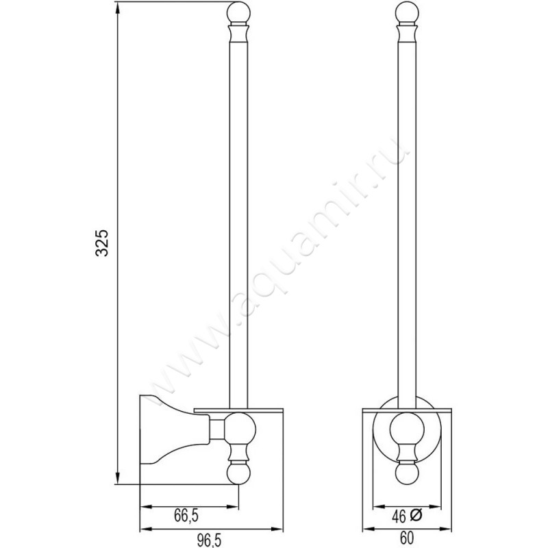 Бумагодержатель для запасных рулонов Veragio Gialetta VR.GIL-6482.CR размеры