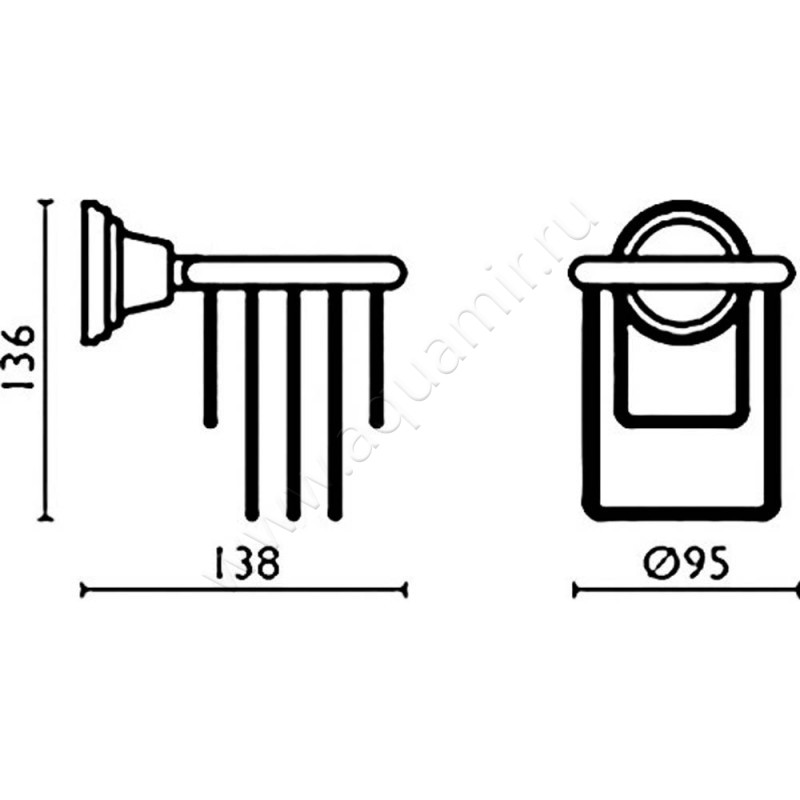 Держатель для фена Bagno & Associati Canova CA 170 92 размеры
