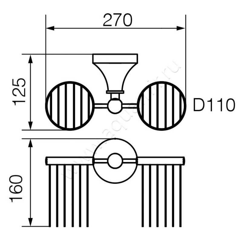 Держатель для фена Veragio Gialetta VR.GIL-6454.BR размеры