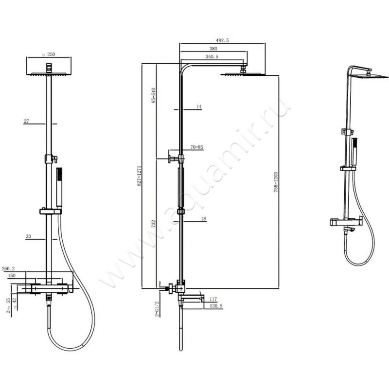 Душевая стойка Allen Brau Infinity 5.21029-31 размеры