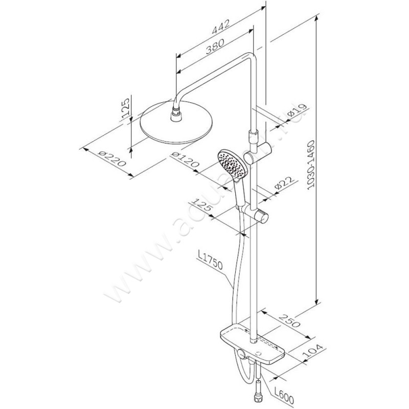 Душевая стойка AM.PM Like F0780222 размеры