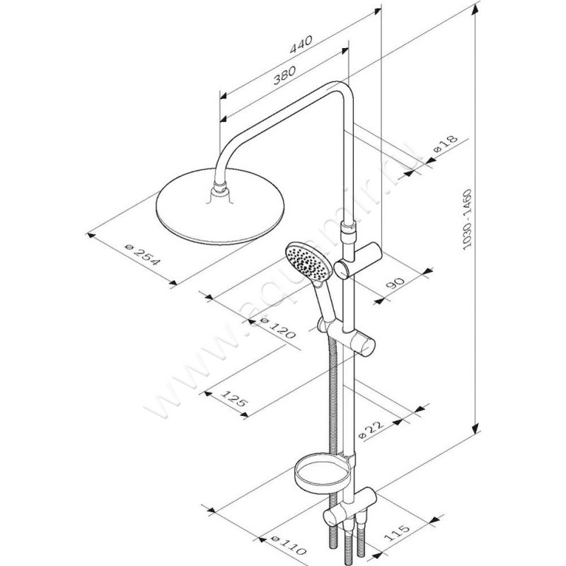 Душевая стойка AM.PM Like F0780064 размеры