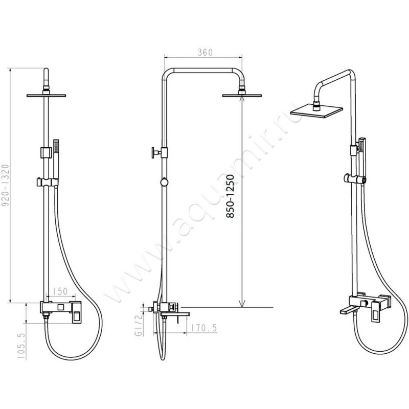 Душевая стойка Boheme Q 148-CRG размеры