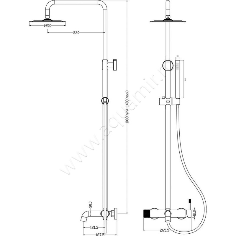 Душевая стойка Boheme Uno 468-MG размеры