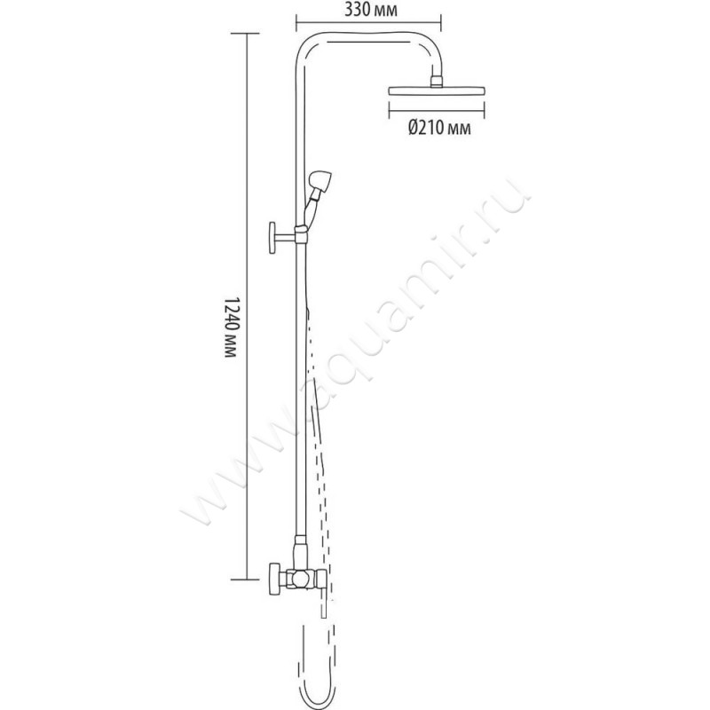 Душевая стойка Bronze de Luxe 10118-1DF размеры