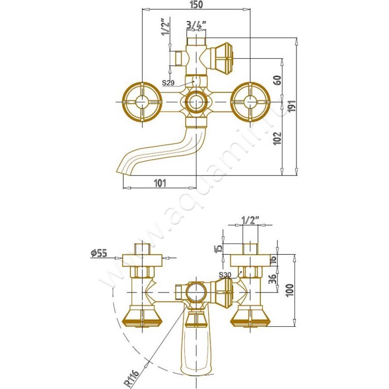 Душевая стойка Bronze de Luxe 10121R размеры