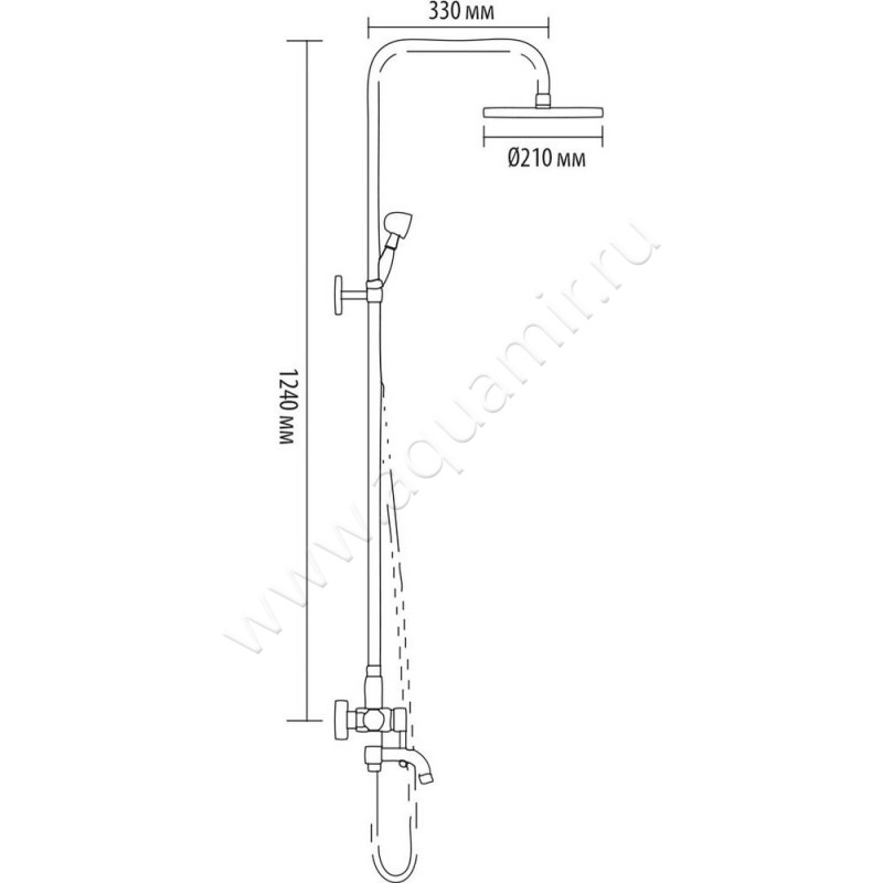 Душевая стойка Bronze de Luxe 10121R размеры