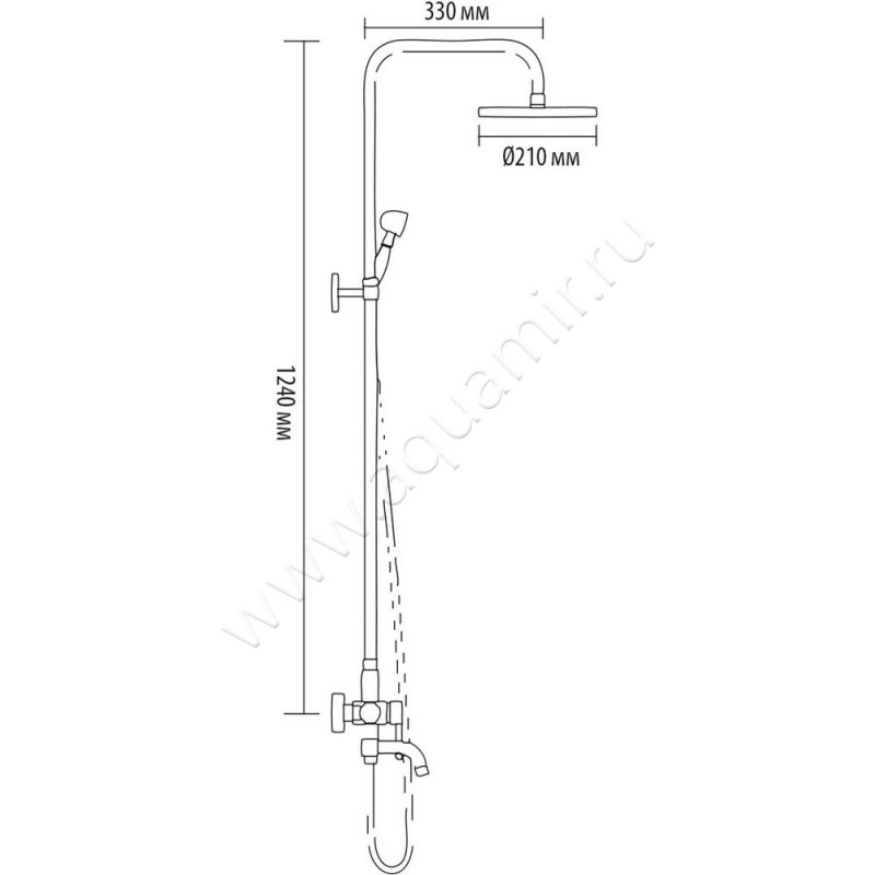 Душевая стойка Bronze de Luxe 10120F размеры
