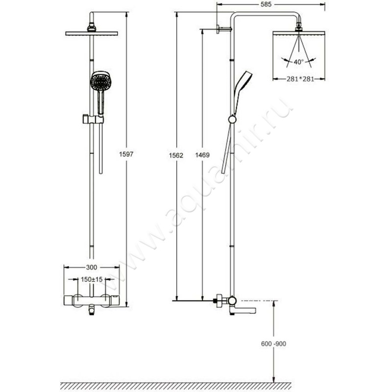 Душевая стойка Jacob Delafon Atom E26238-CP размеры
