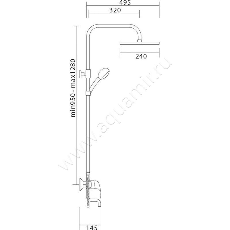 Душевая стойка Veragio Triumph VR.TRM-9915.CR размеры