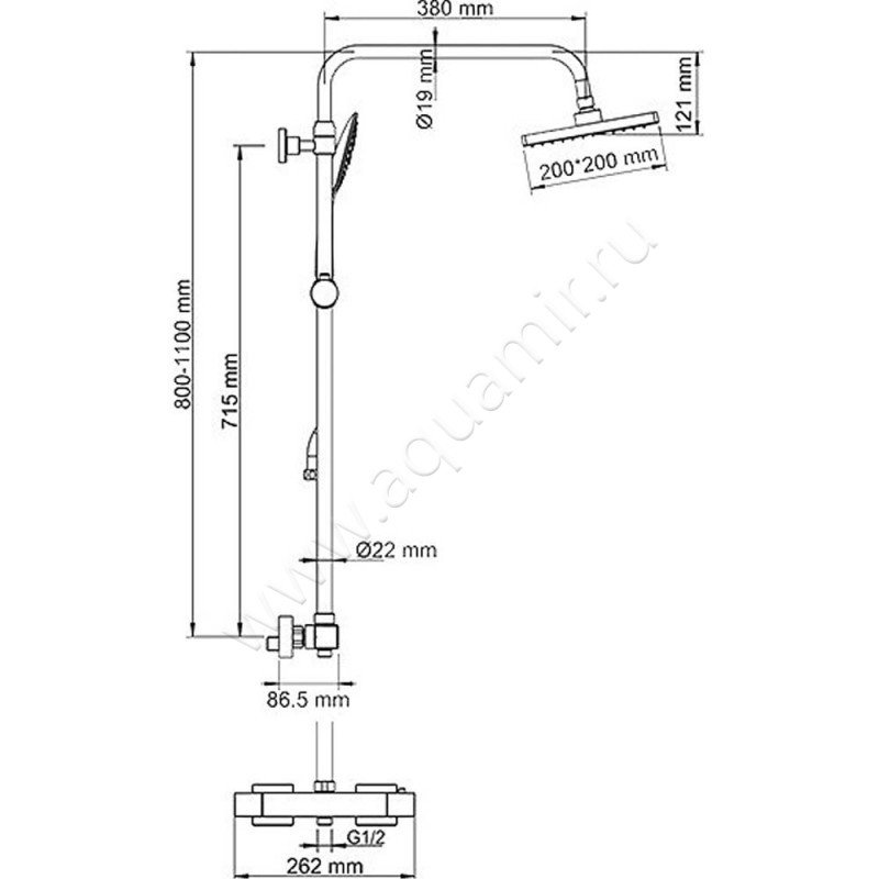 Душевая стойка Wasserkraft A15502 размеры