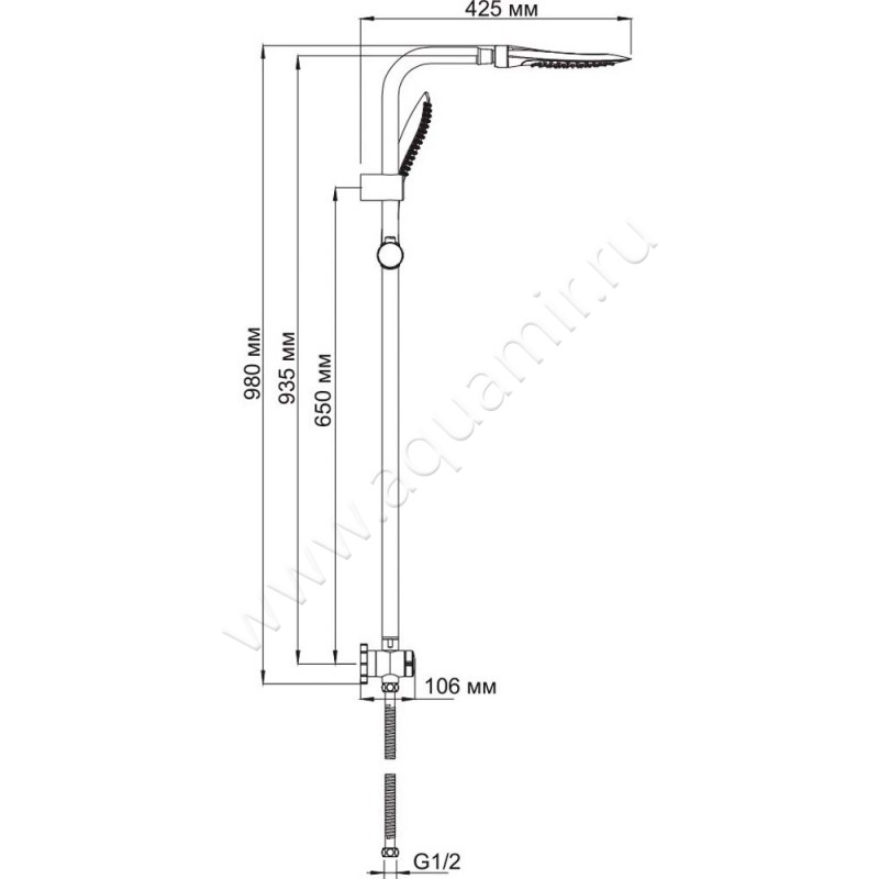 Душевая стойка Wasserkraft A045 размеры