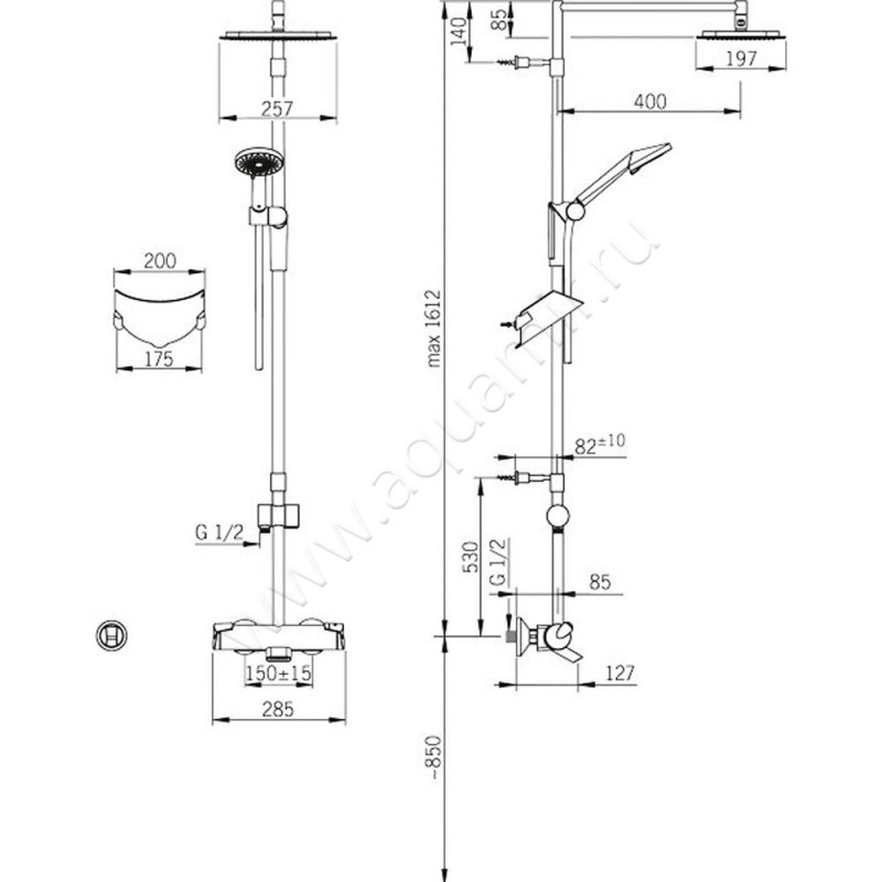 Душевая стойка Oras Optima 7193U размеры